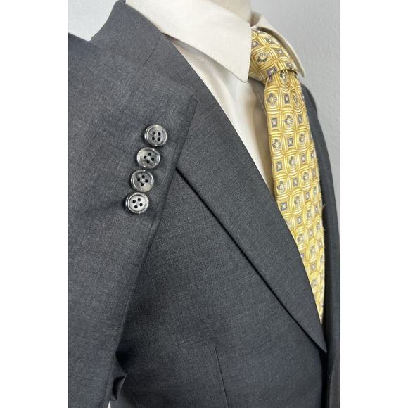 JOS A BANK Signature Men’s Charcoal Sharkskin Wool Suit Size 41 R Pants 35 X 31